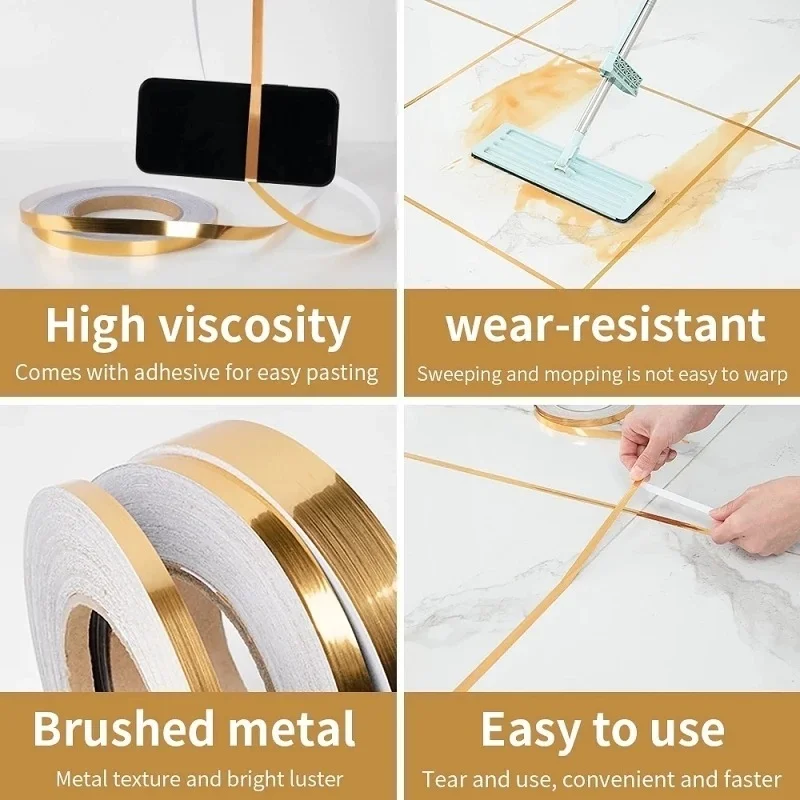 50M Brushed Gold Silver Edging Tape 3 50M Brushed Gold Silver Edging Tape 3