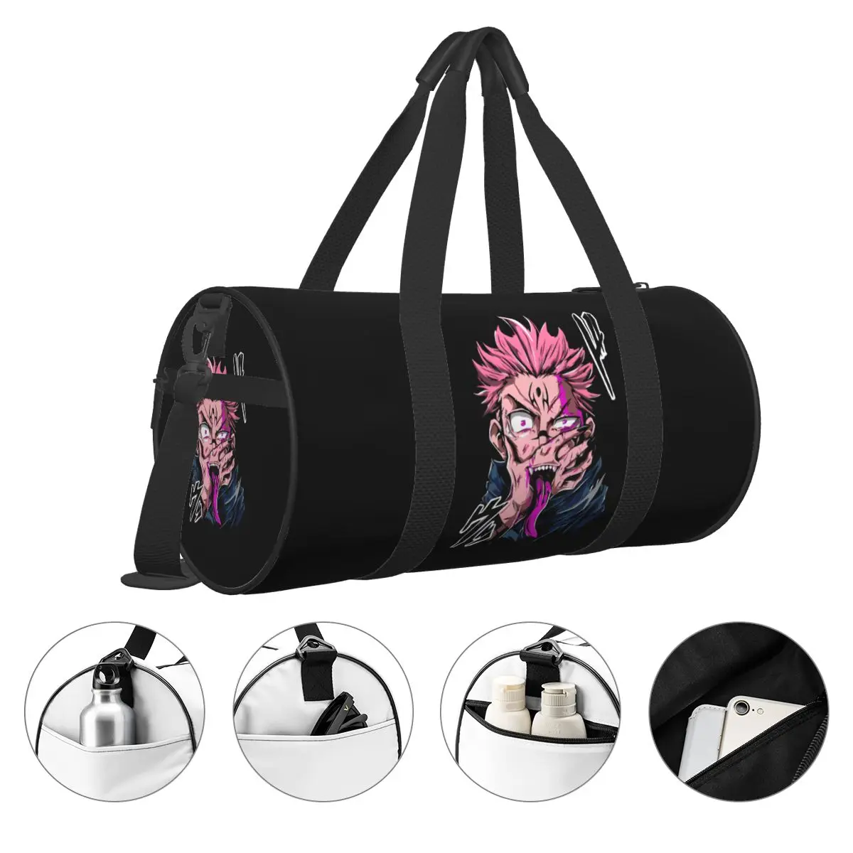 JJK Gojo Anime Gym Bag Cool Japanese Travel Sports Bags Couple Design with Shoes Novelty Fitness Bag Oxford Handbags 3