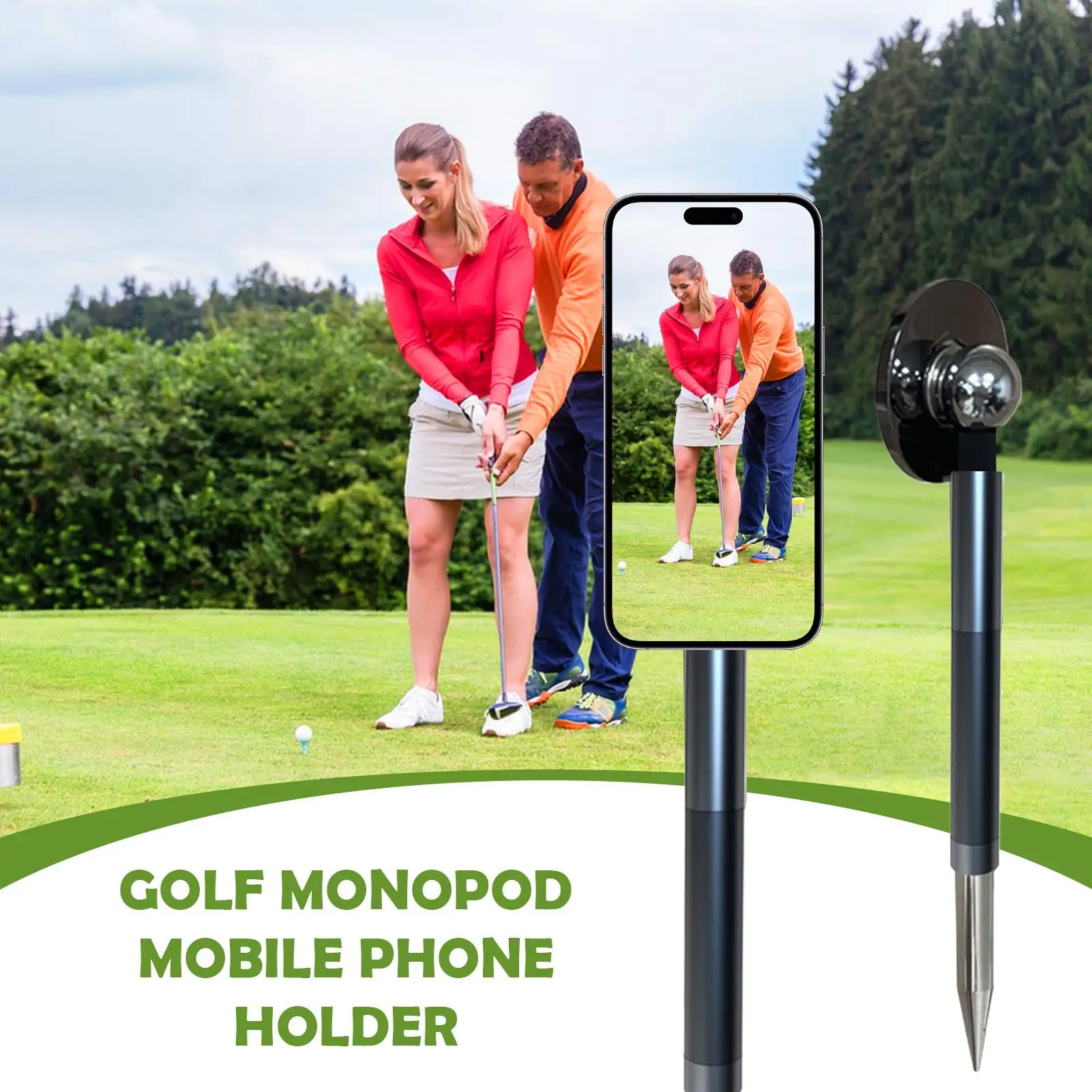 Golf Monopod Golf Monopod Selfie Ground Phone Holder Stable Portable Mount for Cellphone Camera Video Filming Travel Outdoor