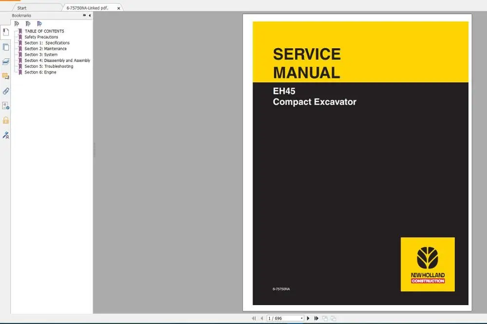 

New Holland Construction Equipment Service Manual 2020