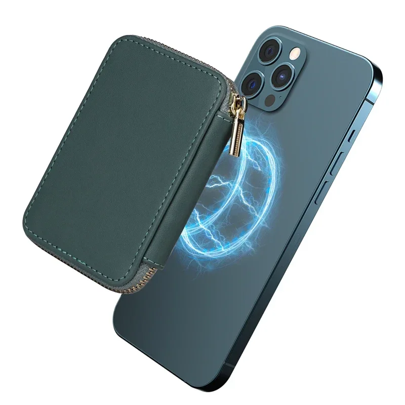 Magnetic Zipper Wallet Card Holder with Stand Cover