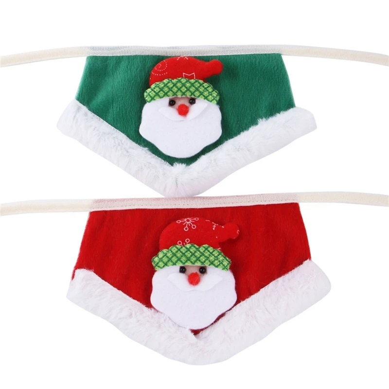

Sweet Cat Collar Scarf Adjustable Cat Bandana Christmas Theme Cat Saliva Towel D0LD