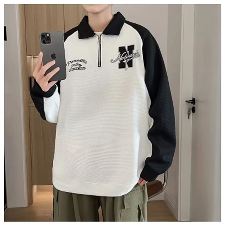 Men's Spring and Autumn Sweater American Light Luxury Fashion Trend Loose Top Casual Versatile Boys' High Luxury Coat K0024