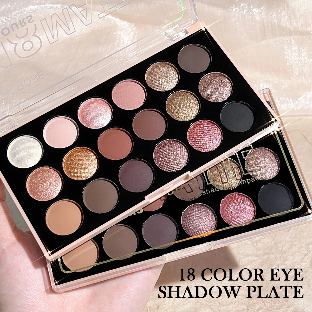 18-Color Eyeshadow Palette – Pearlescent, Matte, Fine Shimmer, Glitter, Earth Tones, Long-Lasting, High-Performance 3