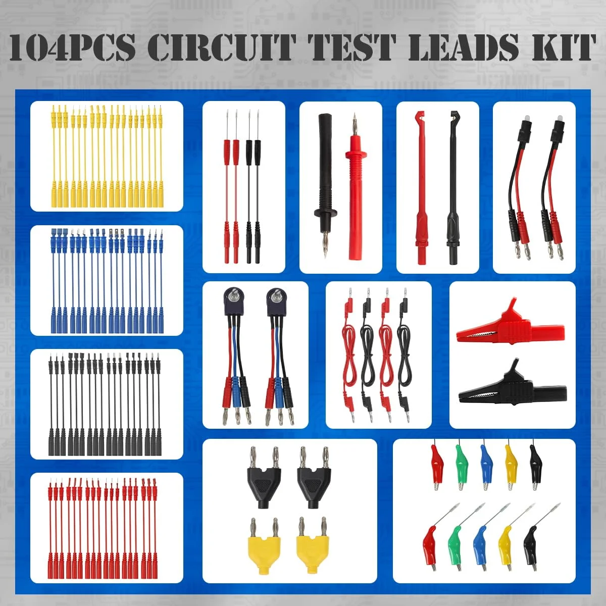 BELEY 104-Piece Automotive Test Lead Kit - Multimeter Accessories With Alligator Clips, Probes, Breakout Connectors