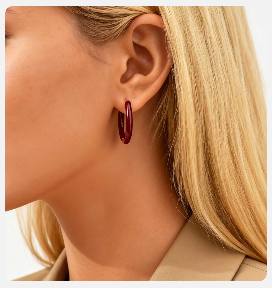Vnox 1 Paar Edelstahl Bunte Emaille Damen Creolen, Kleine Niedliche Statement-Ohrringe Edelstahl-Ohrringe Schmuck – Detail 6
