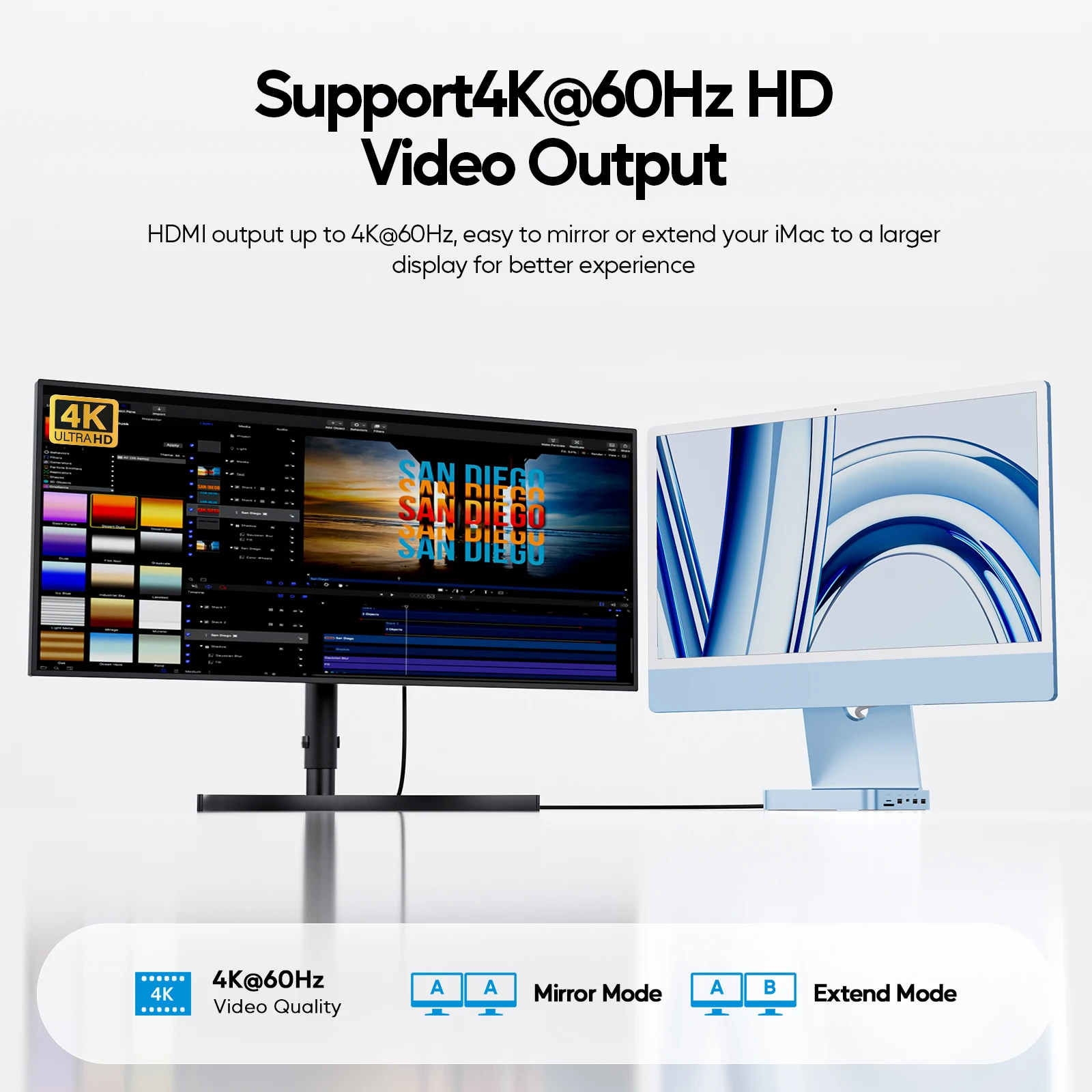 PULWTOP Upgraded USB C Hub for iMac 24 inch USB Hub Support M.2 SSD (NOT Included), 4K HDMI, Ethernet, USB A/C 10Gbps, SD/TF 5
