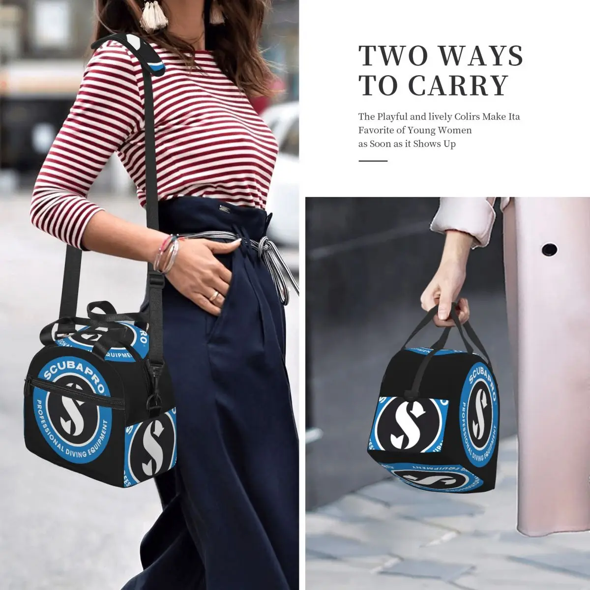 Scubapros 다이빙 로고 여성용 절연 점심 가방 사무실 쿨러 열 상자 토트 휴대용 도시락 상자