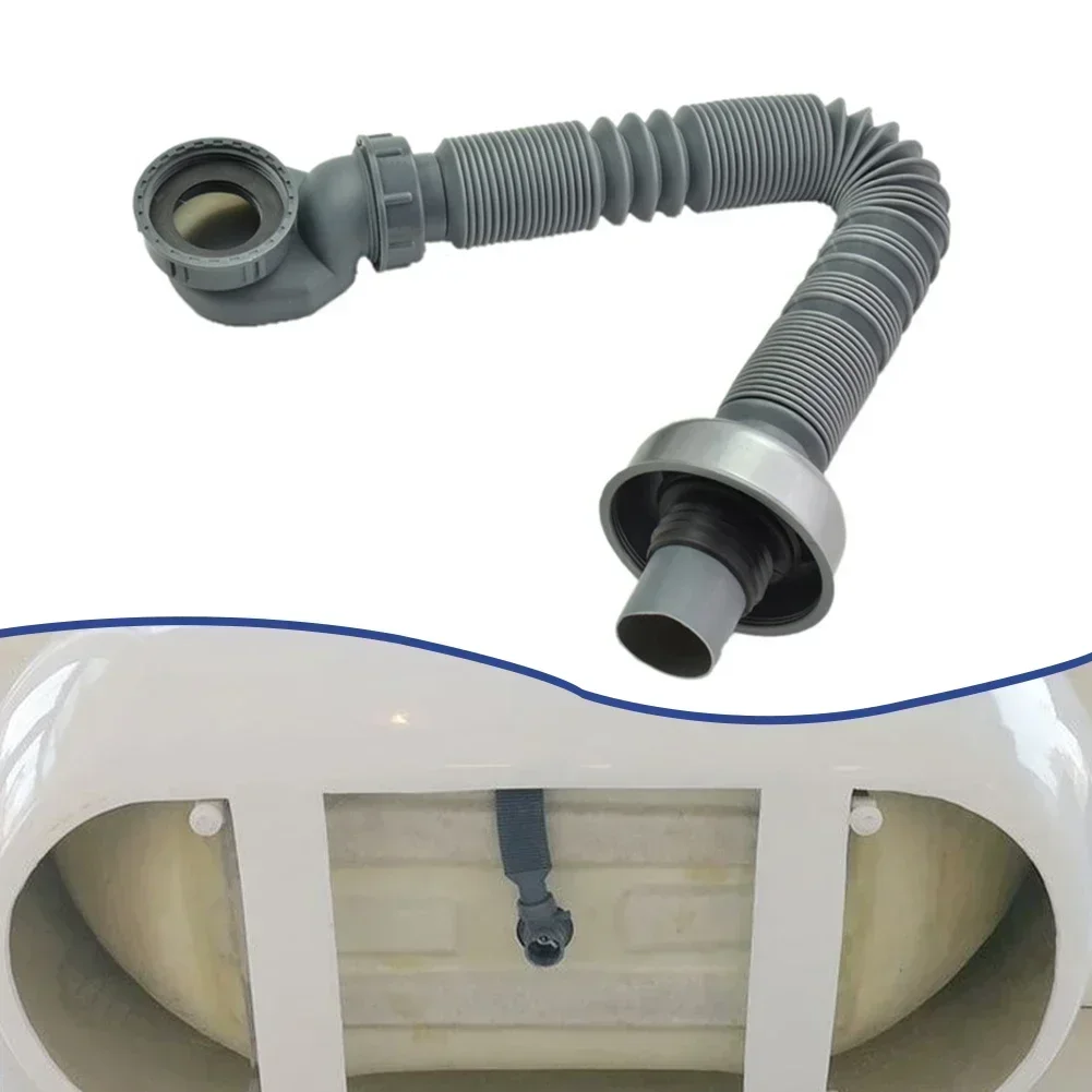 1pc Low Profile Trap Flexible Bathtub Shower Drain Pipe Gray ABS Flat Tub Free Standing Tub Drain For Bath Bathtub