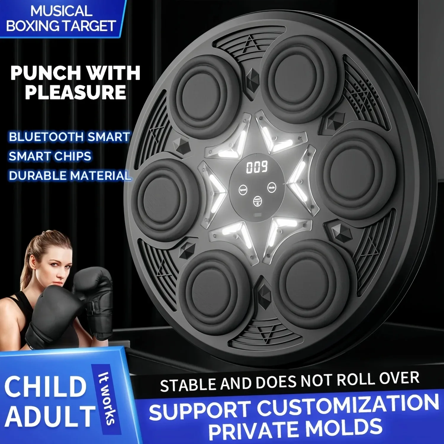 Music Boxing Machine Smart Bluetooth for Adult Children Sports Fitness Boxing Wall Target Muay Thai Reaction Trainer Children's