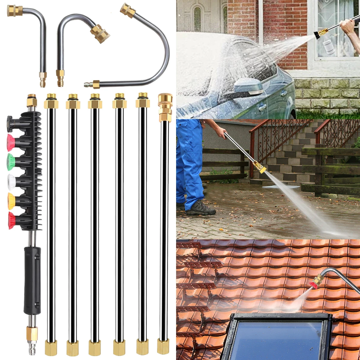 10pcs/set High Pressure Washer Extension Wand 1/4" Quick Connect Power Washer Lance with 6 Nozzle Tips
