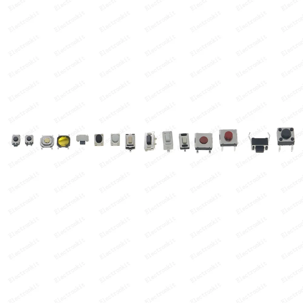 300Pcs 15 가지 유형 촉각 푸시 버튼 스위치 자동차 원격 제어 키 버튼 터치 마이크로 스위치 구색 DIY 키트