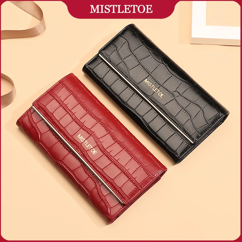 

Lady Cowhide Genuine Leather Clutch Bag Card Holder Phone Long Wallet for Women Travel Party Wedding Gifts