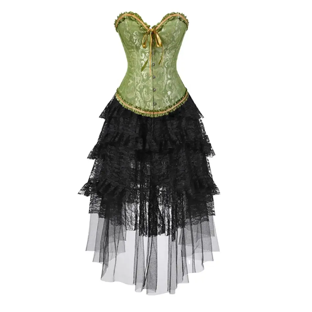 GothicCorsetDressPlusSizeSteampunkBustierTopwithLongTulle