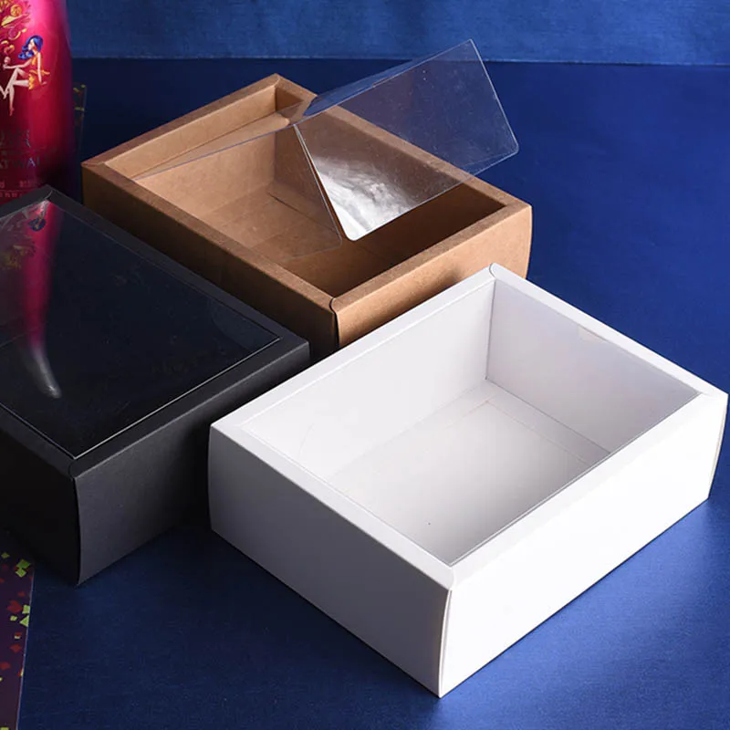 10Pcs Transparent Kraft Paper Gift Boxes with Clear Window, Multi-Size DIY Packaging fo... - SKU TPGB1014 - UGI Packaging