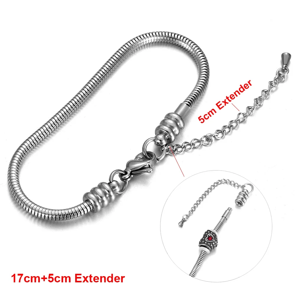 Stainless Steel Bracelet Jewelry Snake Chains European Clips DIY Charms