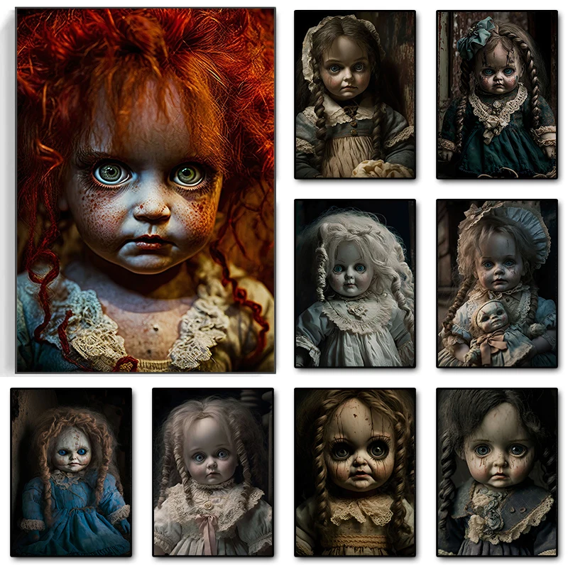 GothicHorrorDollWallArtScaryDollsCanvasPrintsPainting