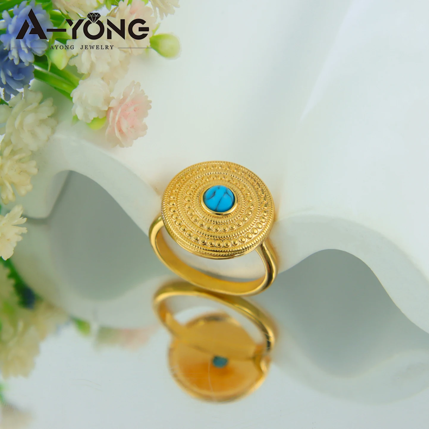 Dubai Mode Türkis Schmuck Set 24k vergoldet Äthiopien Braut Halskette Armband Ohrringe Arabisch Frauen Hochzeit Schmuck – Detail 8