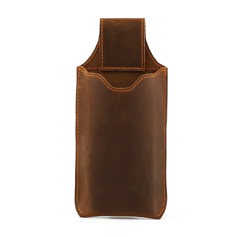Cellphone Holster Case Genuine Leather Phone Pouch Case For 6-7.5inch Cellphone Loop Holster Case Belt Waist Bag Retro Outdoor Phone Wallet Anti-theft