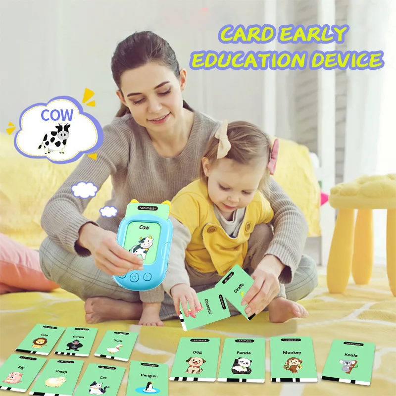 Popular Flash Cards English Talking Learning for Kids Educational Paper Cards Toy，Handheld Multi-Language Auto-Voice Accessory