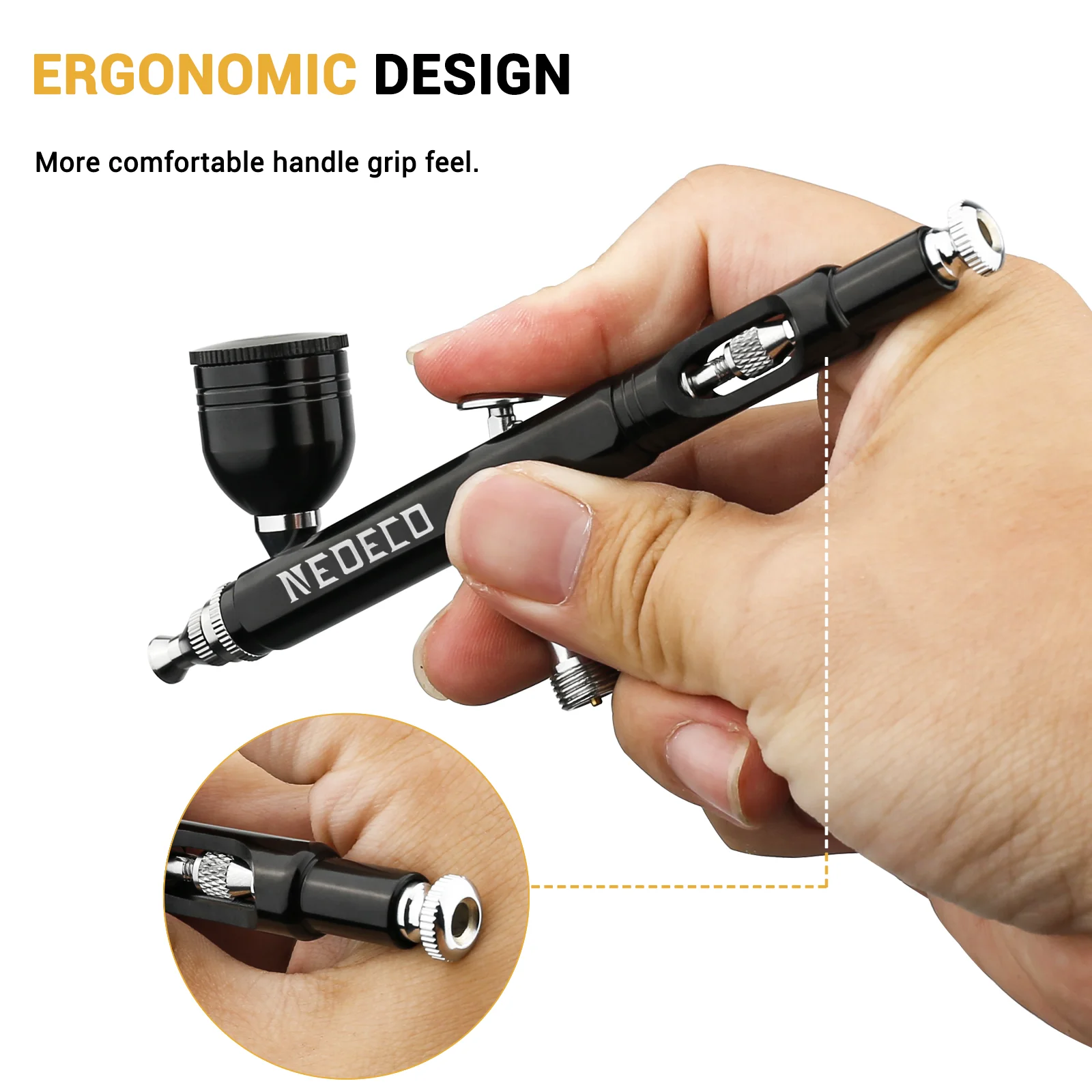 Neoeco 30PSI Airbrush Kit, Dual-Action Multi-Function Portable Airbrush Set  Noise-reducing Compressor for Painting Cake Model 4