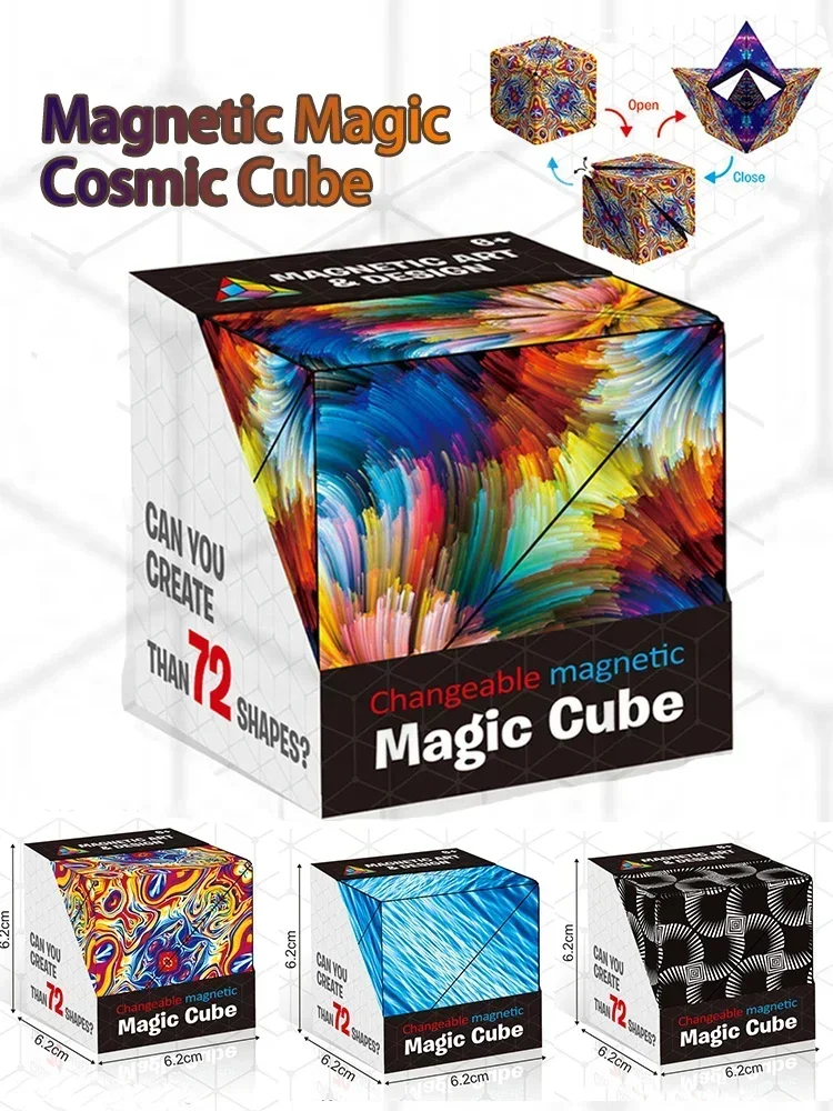 NEW Variety Geometric Changeable Magnetic Magic Cube Anti Stress 3D Hand Flip Puzzle Cube Kids Stress Reliever Fidget Toy 3