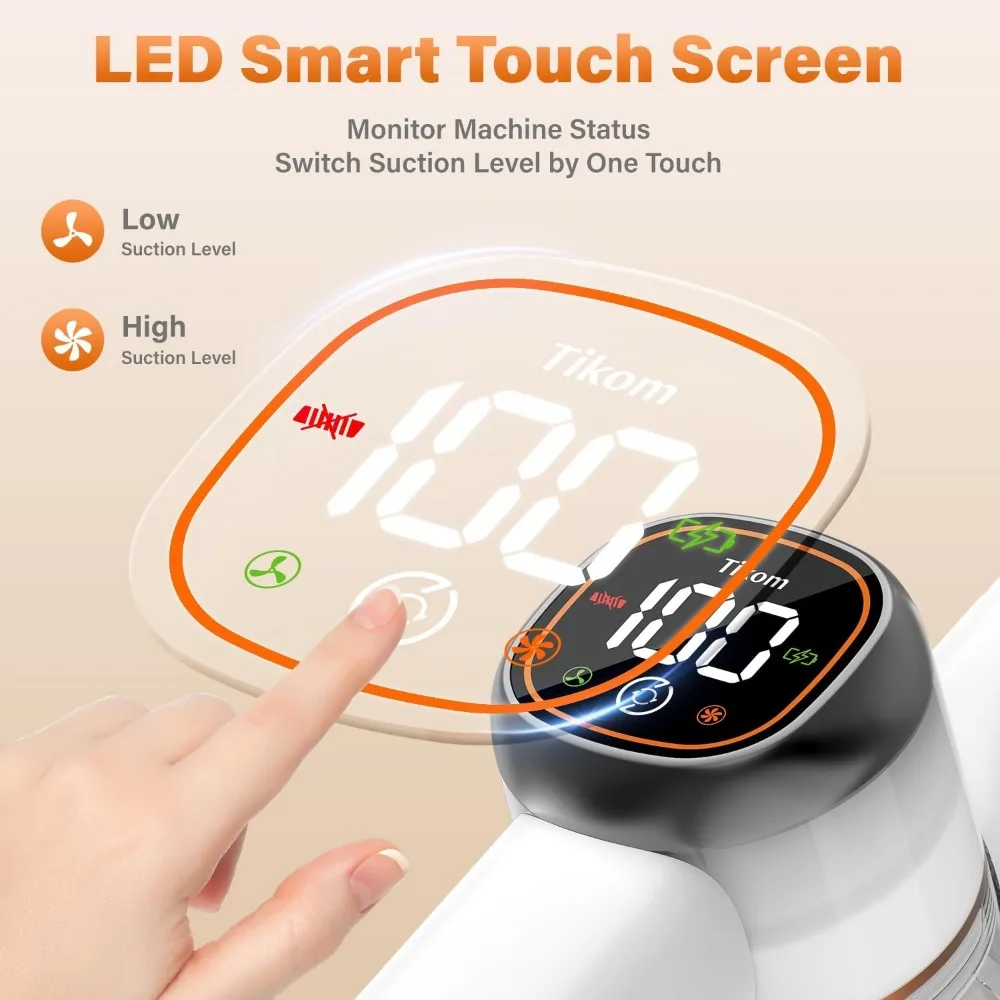 2025 Tikom Cordless Vacuum Cleaner for Home, 40000Pa/450W Stick Vacuum with LED Touch Screen, Charging Wall Dock, Anti-Tangle 3