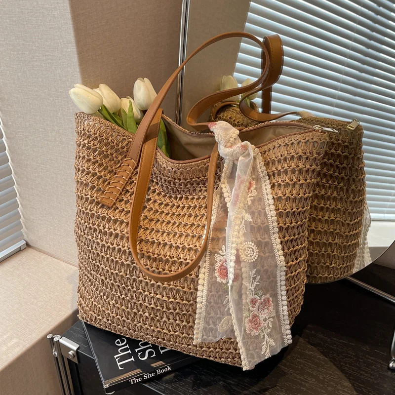 Woven Handbag Summer Straw Handbags 2021 Yogodlns Vintage Women