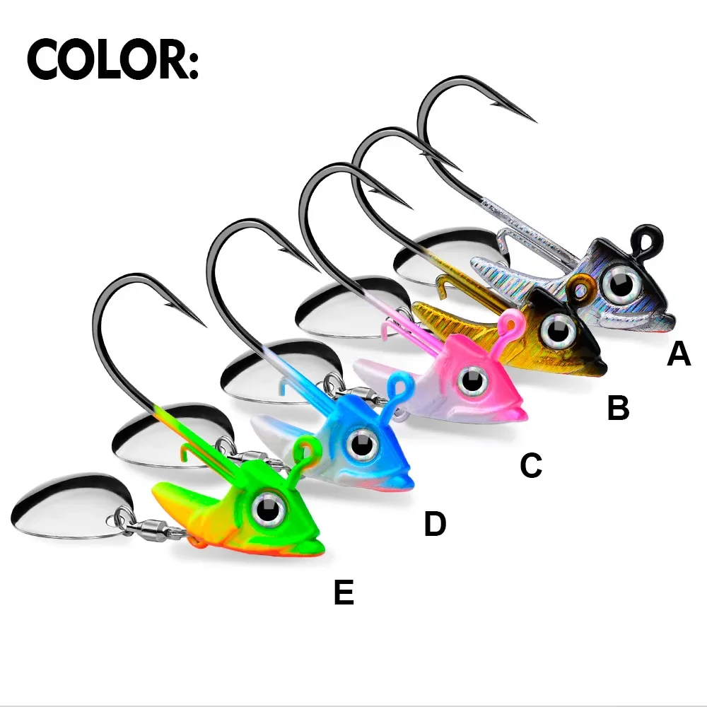 5 têtes plombées jig haute performance 7g à 15g pour vers souples wobblers pêche