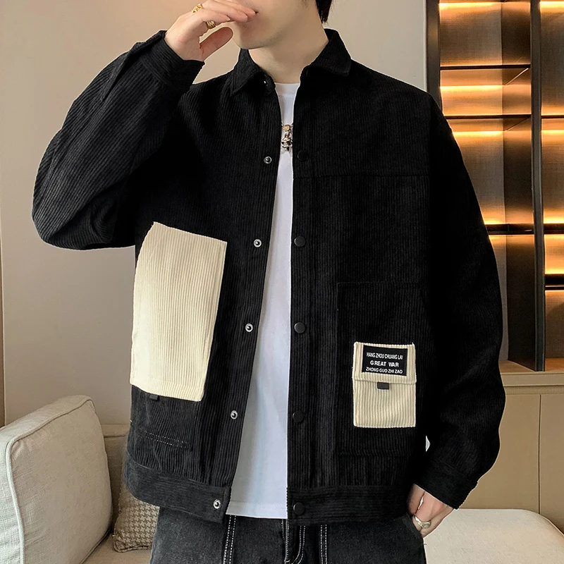 New Corduroy Simple All-Match Spring Long-Sleeved Lapel Shirt Jacket Trendy Brand Men's Casual Shirt Coat