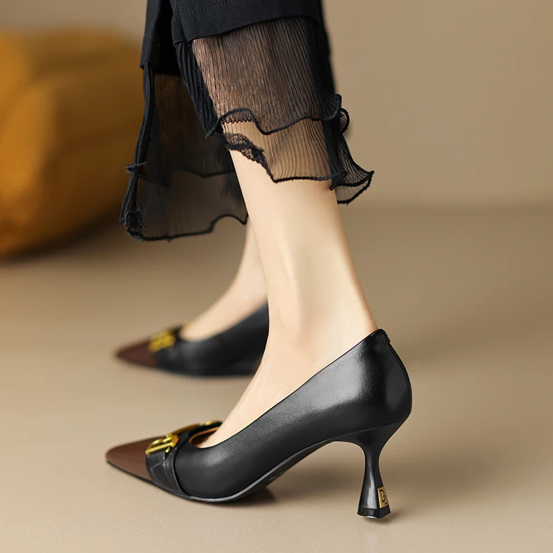 

Osunlina INS Pumps Pointed Toe Thin Heel Sheepskin Slip On Wedding Woman Classic Handmade Metal Decoration Shoes Lady 2023
