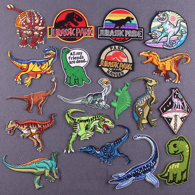 Parches de dinosaurio para ropa, pegatinas de rayas de Parque Jurásico ropa, en la ropa para planchar parches bordados, apliques de insignias| Parches| - AliExpress