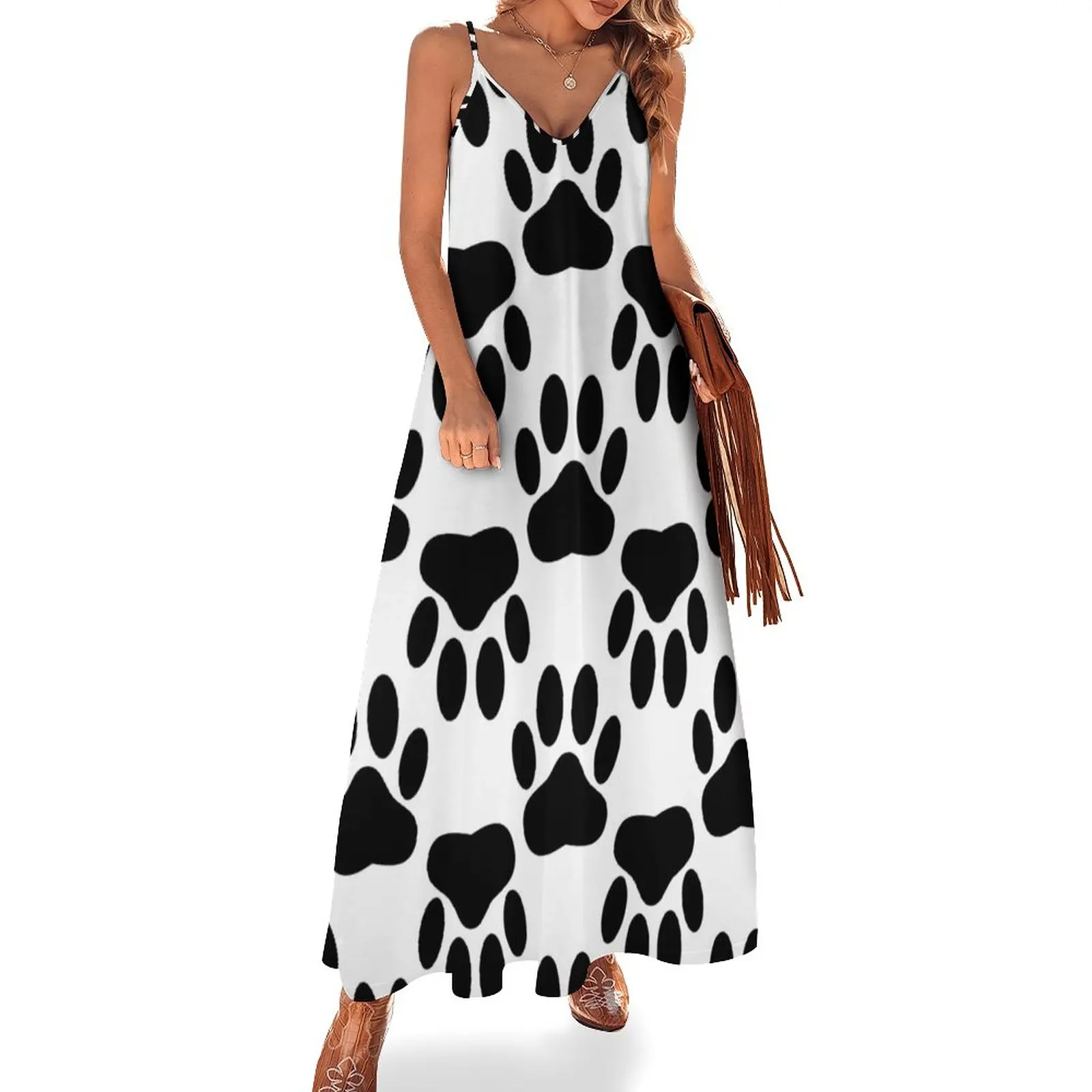 

Женское платье без рукавов Up And Dow Dog с принтом лап, Роскошные модные платья для выпускного вечера