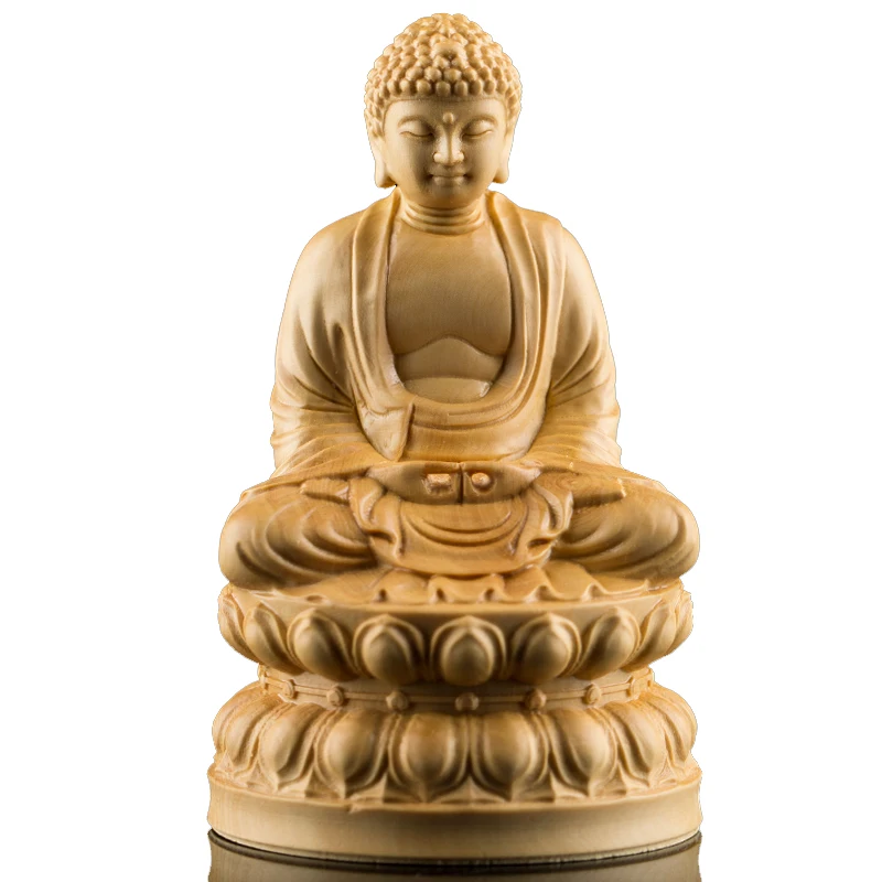 

Shakyamuni 10/13cm Chinese Boxwood Buddha Statue Craft Solid Wood Carving Statues For Home Decoration