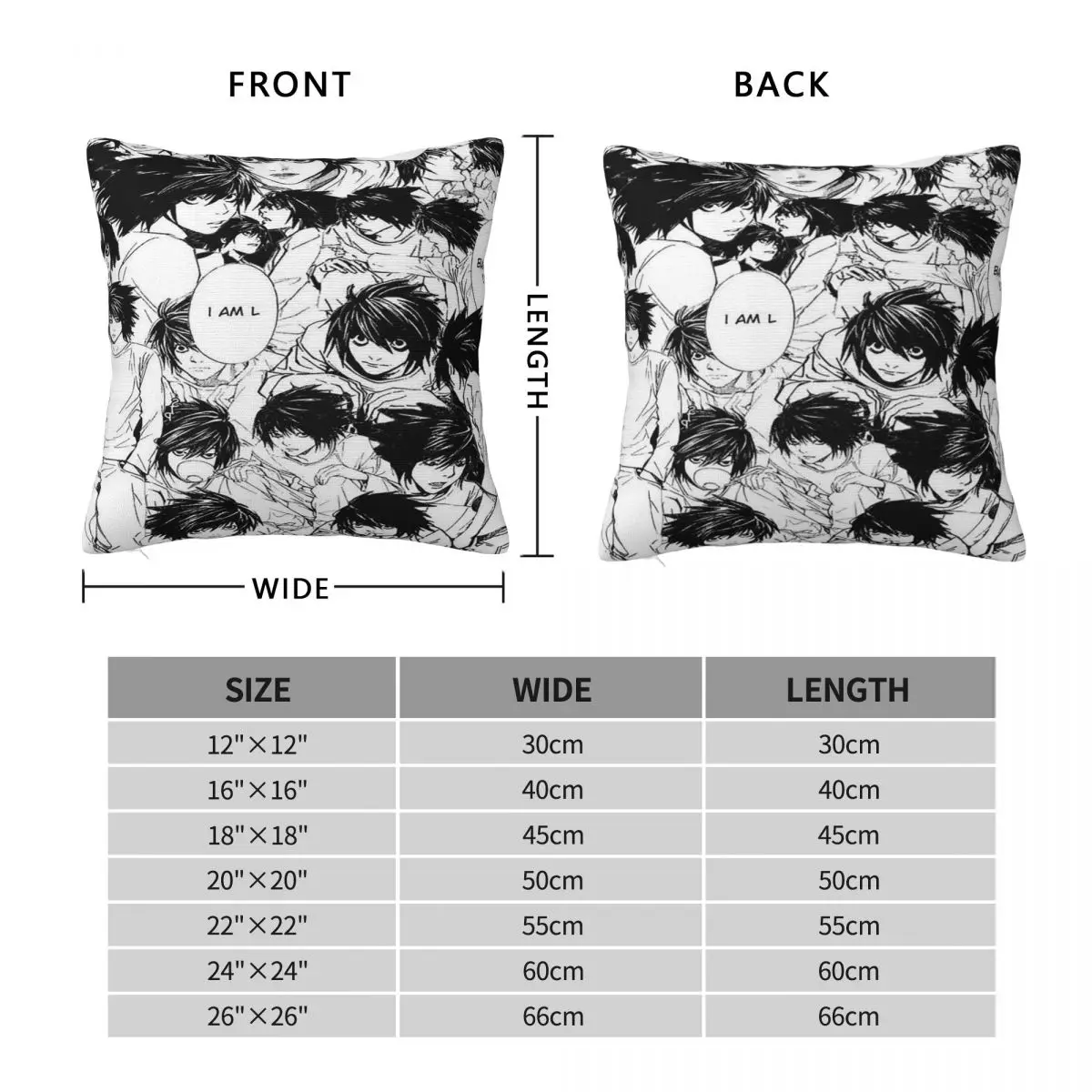 Death Note Plaid Anime Pillowcase Printed Polyester Cushion Cover Decorative Lawliet Collage Pillow Case Cover Home 45X45cm