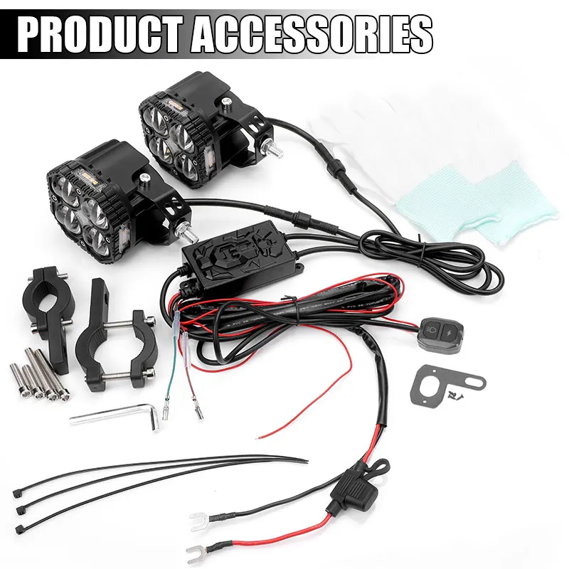 120W 12000LM Motorcycle LED Spotlight With Amber Turn Signals Lamp High Low Flas