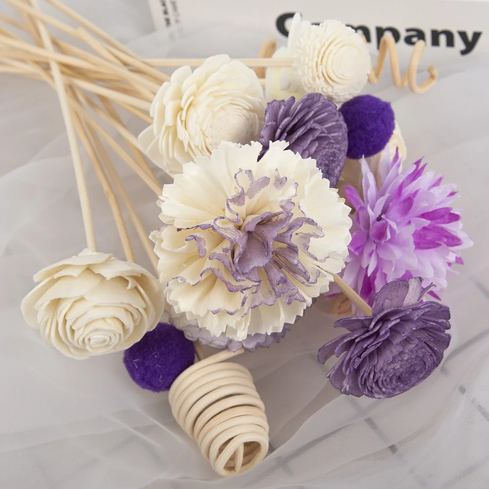 19PCS Purple Series Flower Rattan Sticks Fireless Fragrances Reed Diffuser Stick Diy Ornaments Home Decor reed diffuser stick aroma diffuser sticks