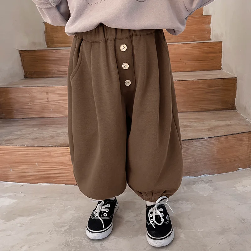 

Children Clothing Boys Pants 2024 Spring New Fashionable Solid Color Loose Casual Sports Full Length Simple Kids Pants