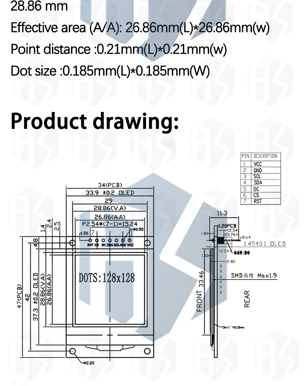 ALLE NEUE 1,5 Zoll 128x128 OLED Shield Screen Modul Hochwertiges Produkt Für Raspberry Pi Für STM32 Für Arduino – Detail 7