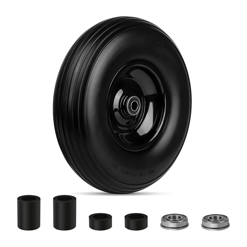 13Inch Wheelbarrow Tires 4.00-6 Flat Free Tire And Wheel, For Wheelbarrows Garden Wagon Cart Wheel