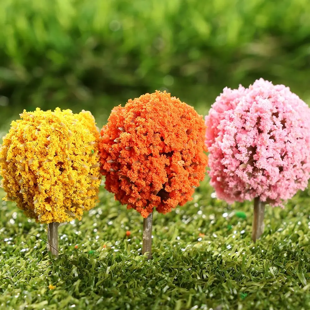 10pcs Plastic Artificial Miniature Flower Tree Scenery Railroad Decoration Building Landscape Model Accessories