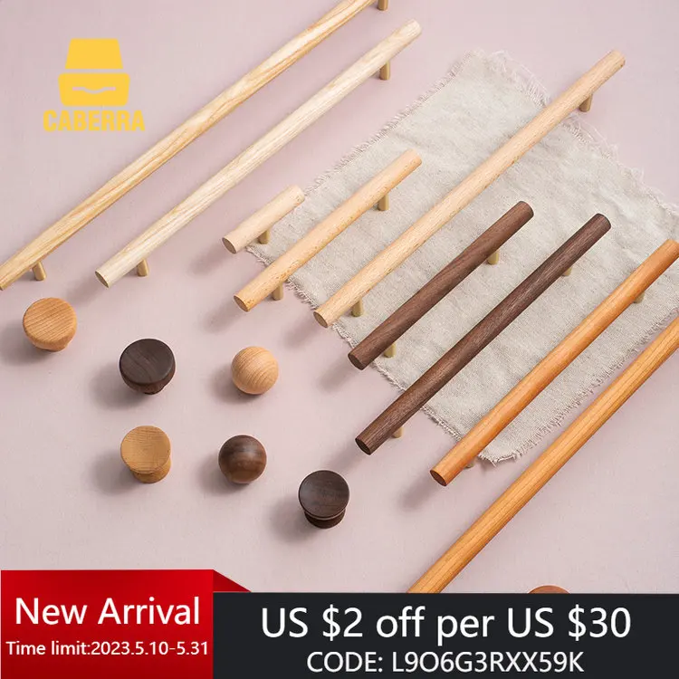Wooden Handles Kitchen Door Handle Solid Wood Cupboard Handles