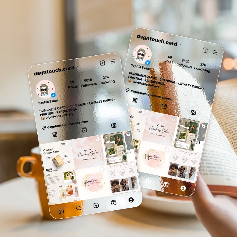 DsgnTouch Business Card Customized Personalise Plastic  Instagram Transparent PVC Name Cards Frosted Waterproof Free Design