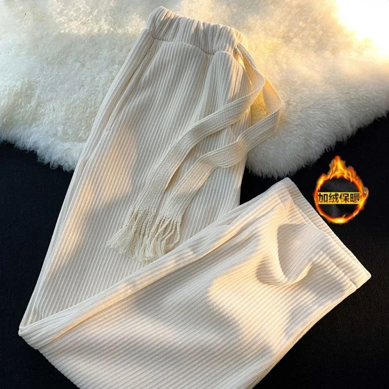 2023 Autumn and Winter Men's Fashion Solid Color Corduroy Pants Loose Straight Tube Casual Versatile Comfortable Wide Leg Pants
