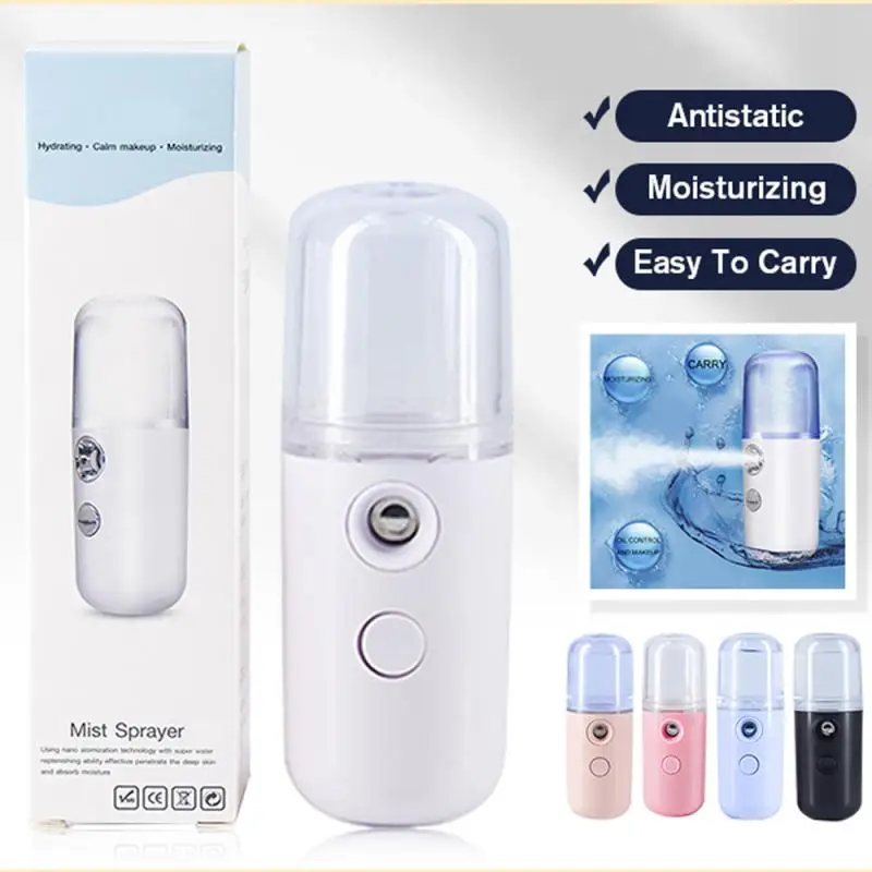 Nano Facial Sprayer Face Steamer Rechargeable Humidifier Nebulizer Portable Hydrating Moisturizing Women Beauty Water Skin Care