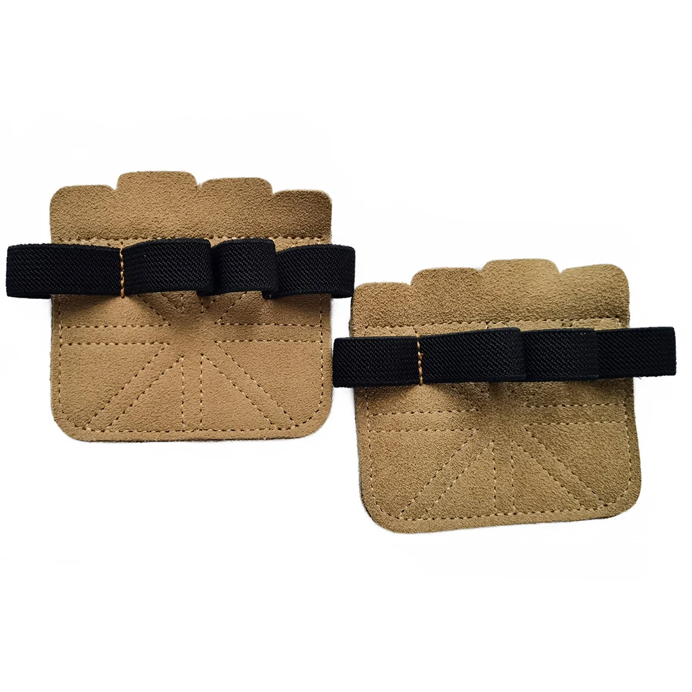 1 Pair Cowhide Weightlifting Gloves Four-finger Palm Protection Anti-slip Wear-resistant Fitness Sports Training Palm Guard 4