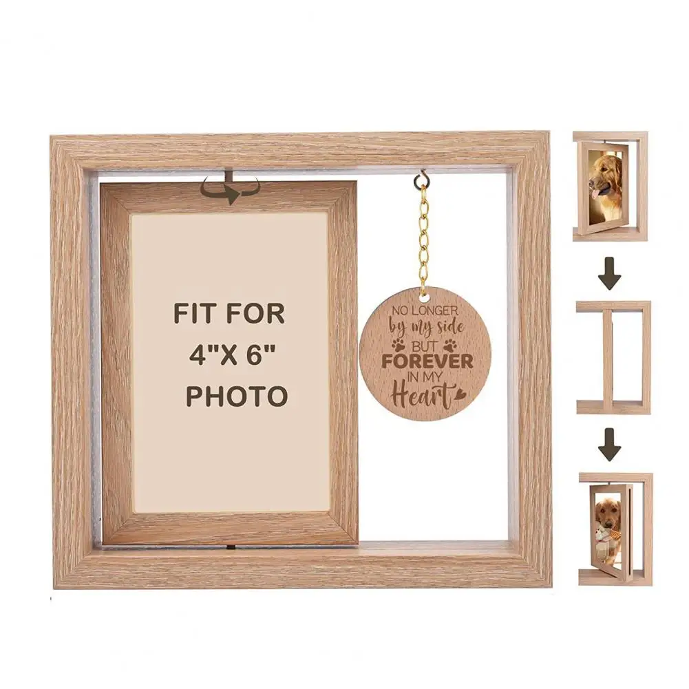 Pet Memorial Wooden Photo Frame Rotatable Double-sided 4x6-Inch Desktop Dog Cat Pic photo frame wood photo frame wood frame wood picture frame