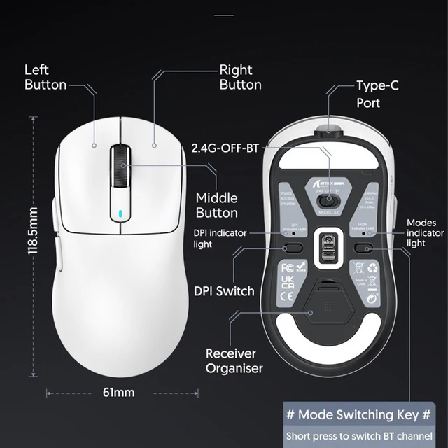  ATTACK SHARK X3 Lightweight Wireless Gaming Mouse