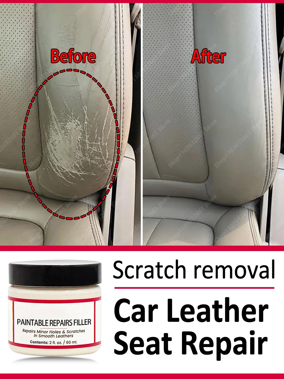 Car Scratch Remover Leather Repair Cream Automotive Leather Sofa Seat Refurbishment Interior Maintenance
