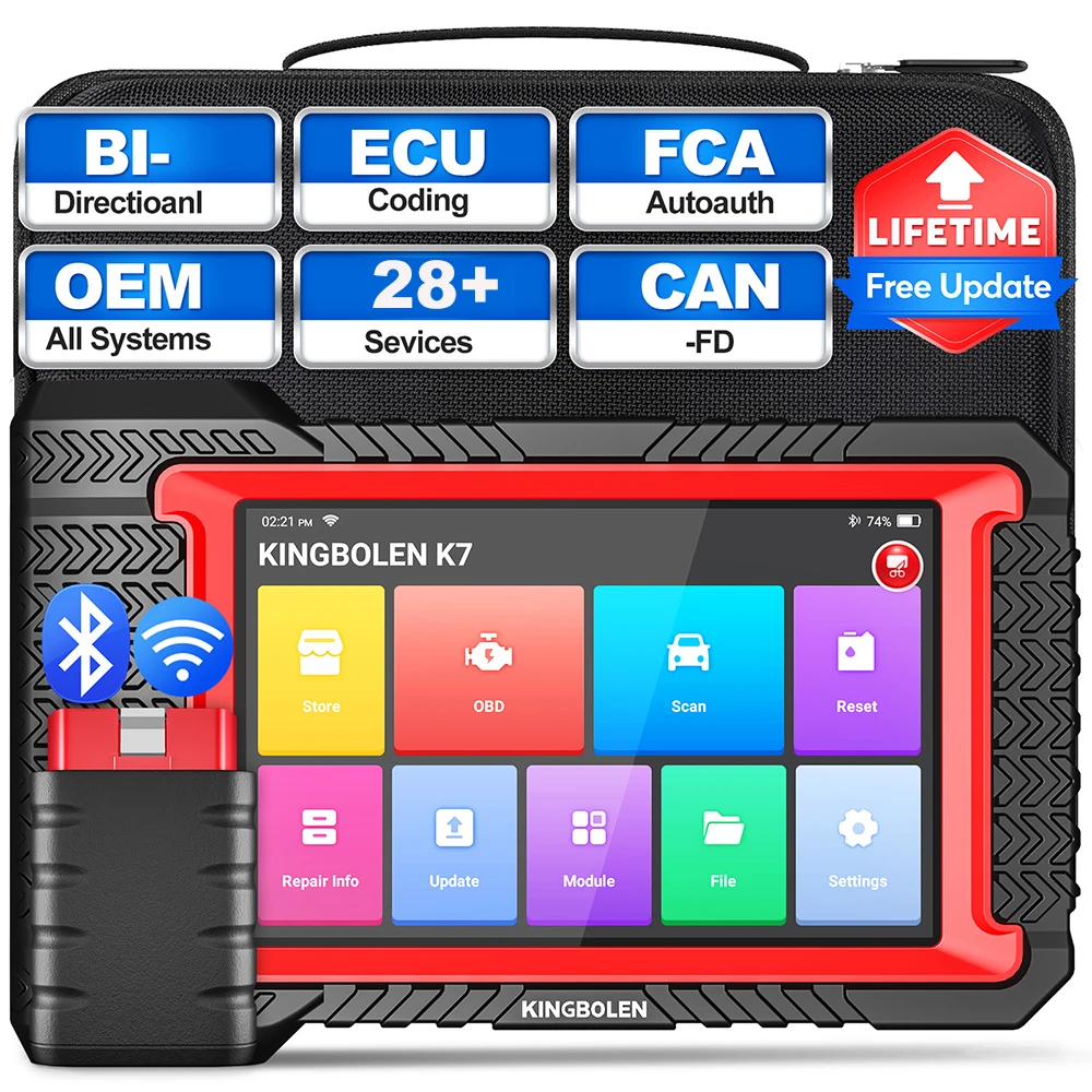 Mise à jour gratuite à vie KINGBOLEN K7 TOUS les outils de diagnostic de voiture français du système ECU Codage Test actif 28 réinitialisations Scanner OBD PK LAUNCH X431 CRP919E BT